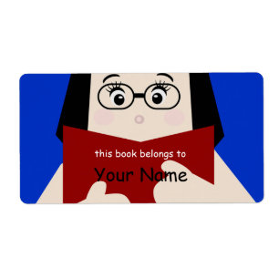 Book Lover Girl 2 Bookplate Label