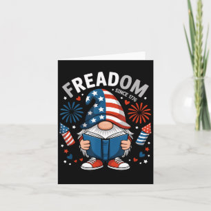 Book Lover Gnome Patriotic American Flag Cute Card