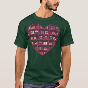 Book Lover Heart Bookworm Art Book Reading Design  T-Shirt