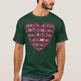 Book Lover Heart Bookworm Art Book Reading Design T-Shirt
