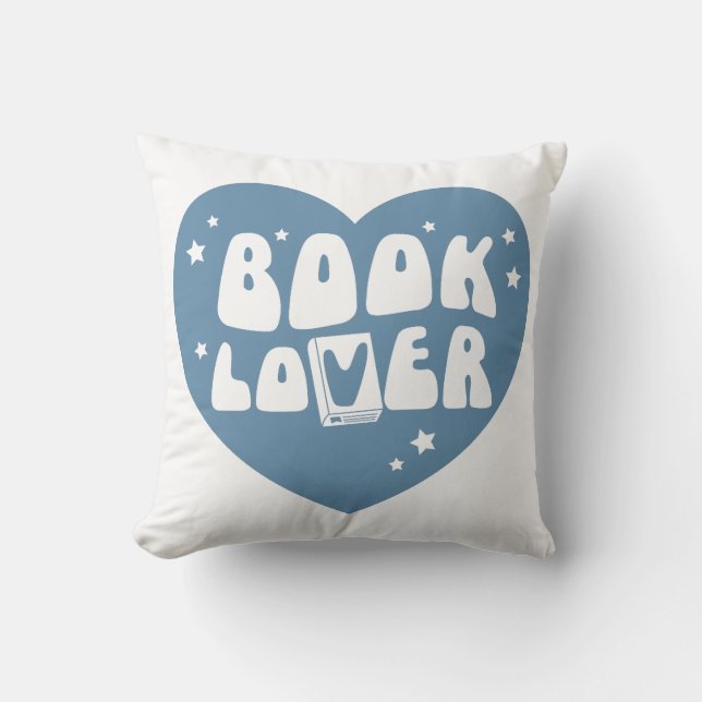 Book Lover Heart Throw Pillow (Front)