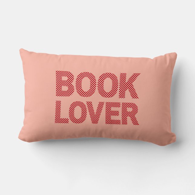 Book Lover Hearts Peach  Lumbar Pillow (Back)