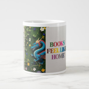 Book Lover Jumbo Mug: Books Feel Like Home Fantasy Large Coffee Mug
