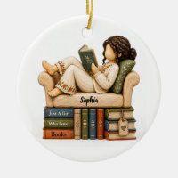 Book Lover Just A Girl Custom Reader Ornament