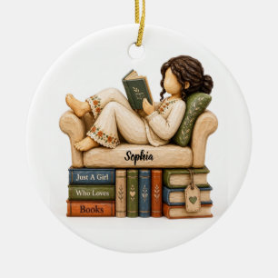Book Lover Just A Girl Custom Reader Ornament