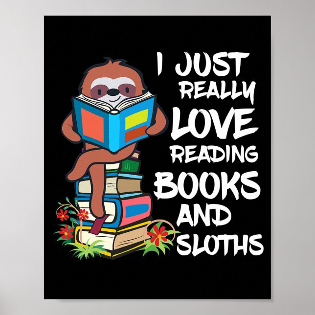 Book Lover Kids Sloth Lover Book Reading  Poster (Front)