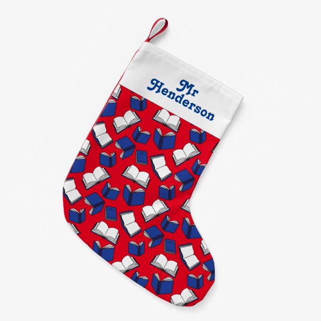 Book Lover Librarian and Teacher Library Small Christmas Stocking (Front (Hanging))