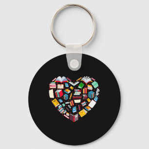 Book Lover Librarian Teacher Bookish Books Heart V Keychain