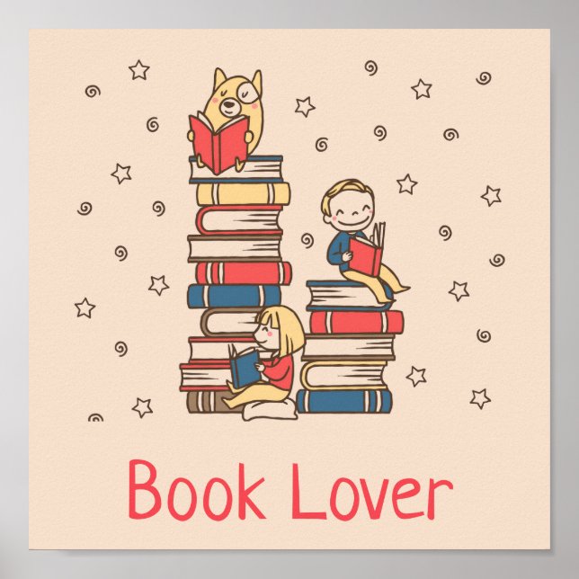 Book Lover library cute kids classroom Poster (Front)