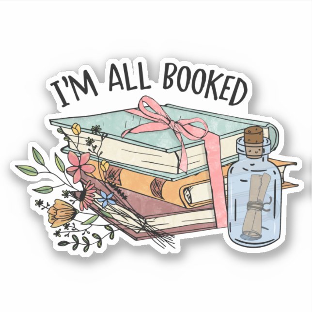 Book lover message in a bottle i'm all booked (Front)