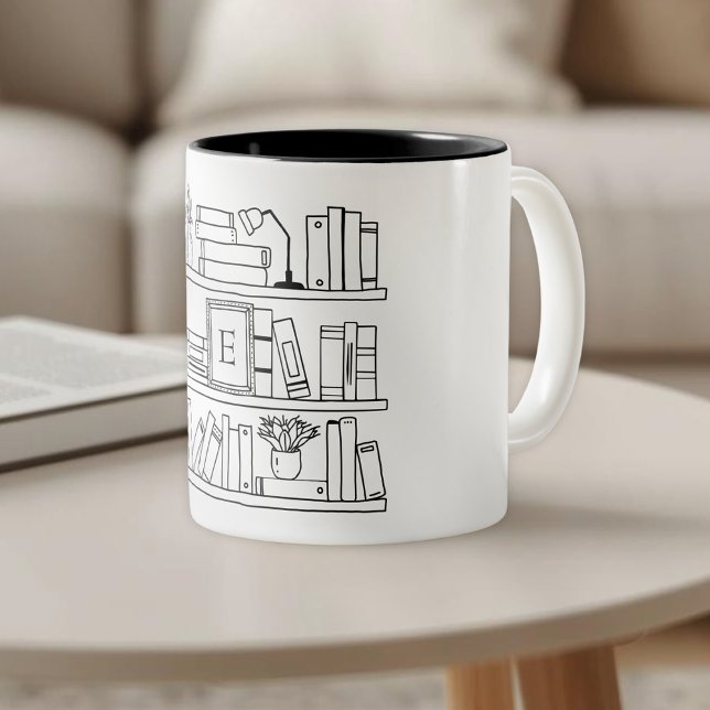 Book Lover Monogrammed Gift Two-Tone Coffee Mug (Creator Uploaded)