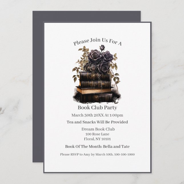 Book Lover, Morally Grey, Book Club Invitation (Front/Back)