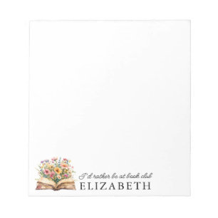 book lover notepad personalized watercolor book