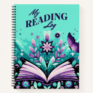 Book Lover Open Book Flower Butterfly Reading Log