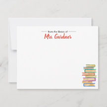 Book Lover Personalized Stationery Note Cards