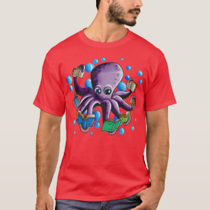 Book Lover Read Book Squid Octopus Loves Books  T-Shirt