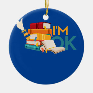Book Lover Reader Bookworm Ceramic Ornament