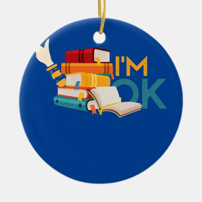 Book Lover Reader Bookworm  Ceramic Ornament (Front)