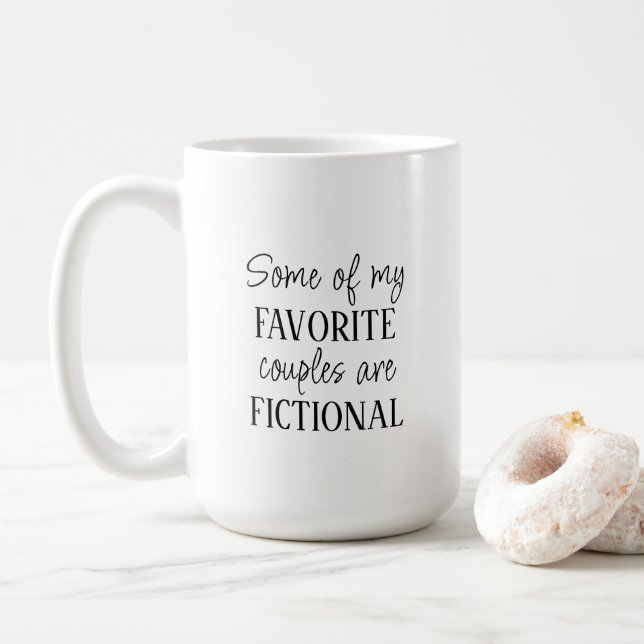 Book Lover Reader Favourite Fictional Couples Coffee Mug (With Donut)