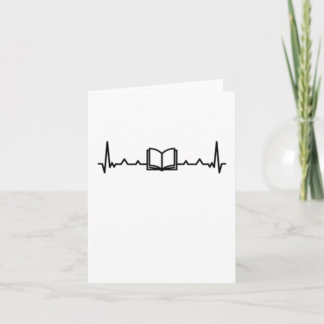 Book Lover Reading Fan Heartbeat Gifts Note Card (Front)