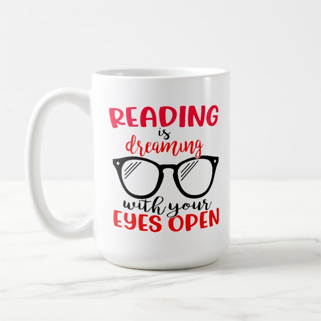 Book Lover Reading Glasses Nerd Bookworm Coffee Mug (Left)
