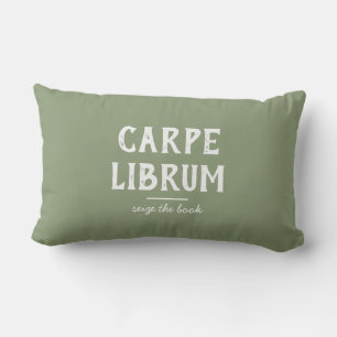 Book Lover Saying Sage Green Lumbar Pillow