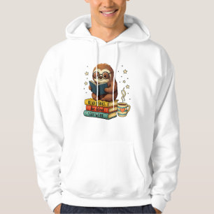 Book Lover Sloth Reading Bookish Library Read Book Hoodie
