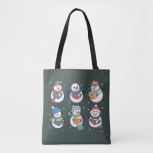 Book Lover Snowman Reading Gift Teacher Winter  Tote Bag