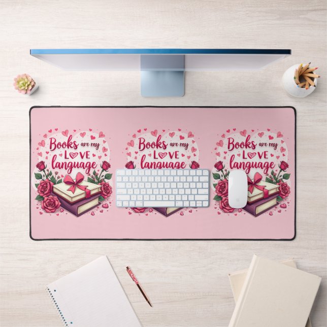 Book Lover Valentine Romantic Reading Aesthetic Desk Mat (Office 1)