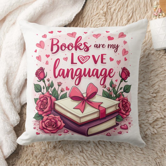 Book Lover Valentine Romantic Reading Aesthetic Throw Pillow (Blanket)