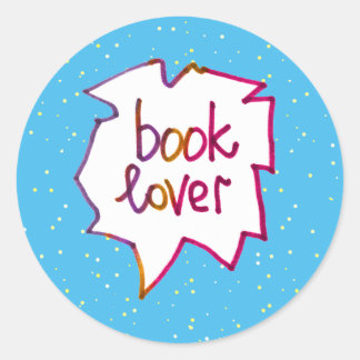 Book lover words text handlettering  classic round sticker