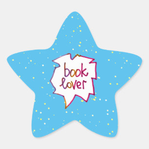 Book lover words text handlettering  star sticker