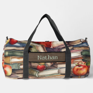 Book Lovers - Brown Suede - Monogrammed Duffle Bag