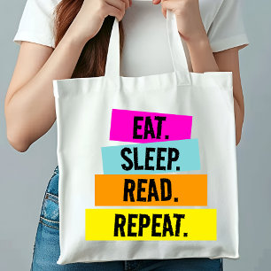 Book Lover's Eat Sleep Read Repeat Monogram Tote Bag