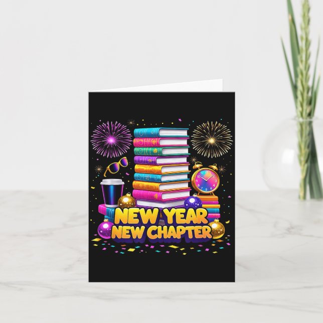 Book Lovers Happy New Year Chapter 2026 Bookworm F Card (Front)