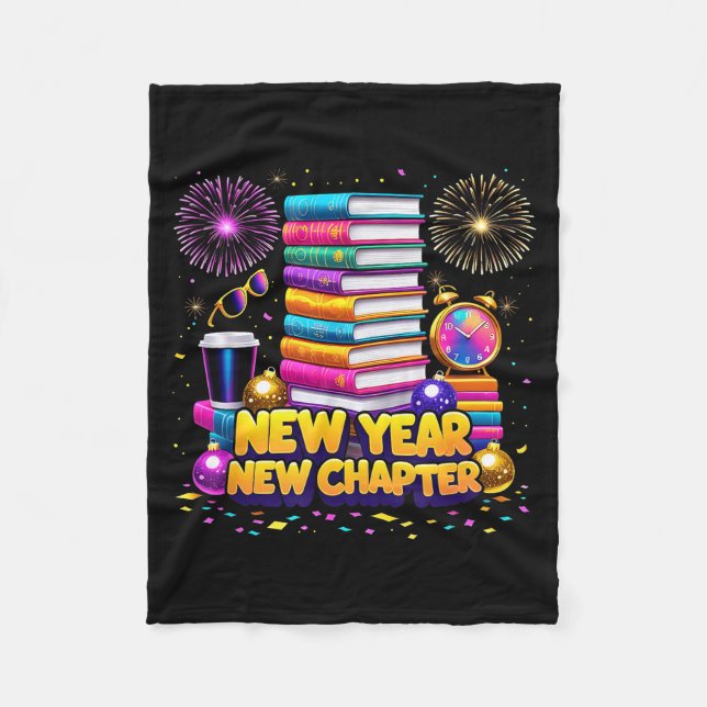 Book Lovers Happy New Year Chapter 2026 Bookworm F Fleece Blanket (Front)