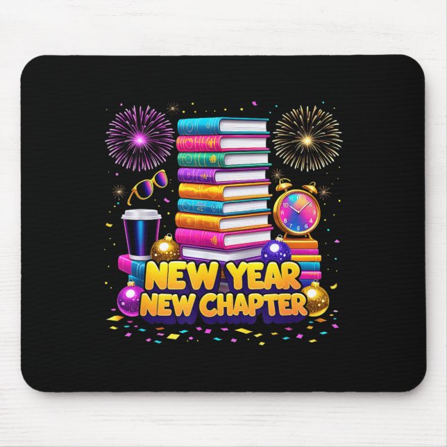 Book Lovers Happy New Year Chapter 2026 Bookworm F Mouse Pad (Front)