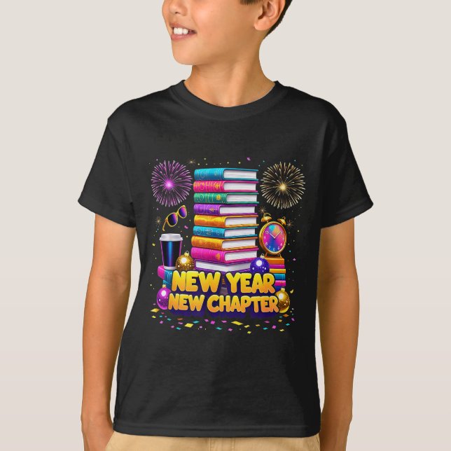 Book Lovers Happy New Year Chapter 2026 Bookworm F T-Shirt (Front)