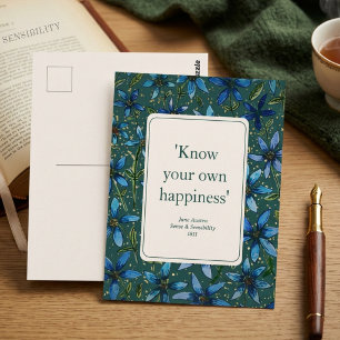 Book Lover's Jane Austen Quote Vintage Floral Postcard