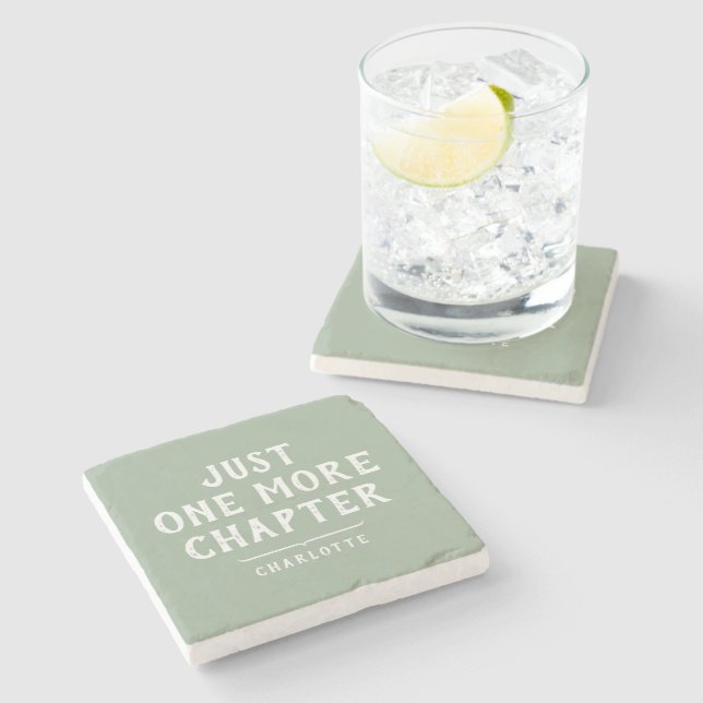 Book Lover's Just One More Chapter Personalized Stone Coaster (Side)