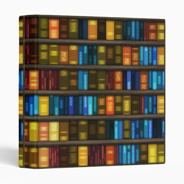 Book Lovers & Librarians Colourful Books on Shelf Binder (Front/Spine)