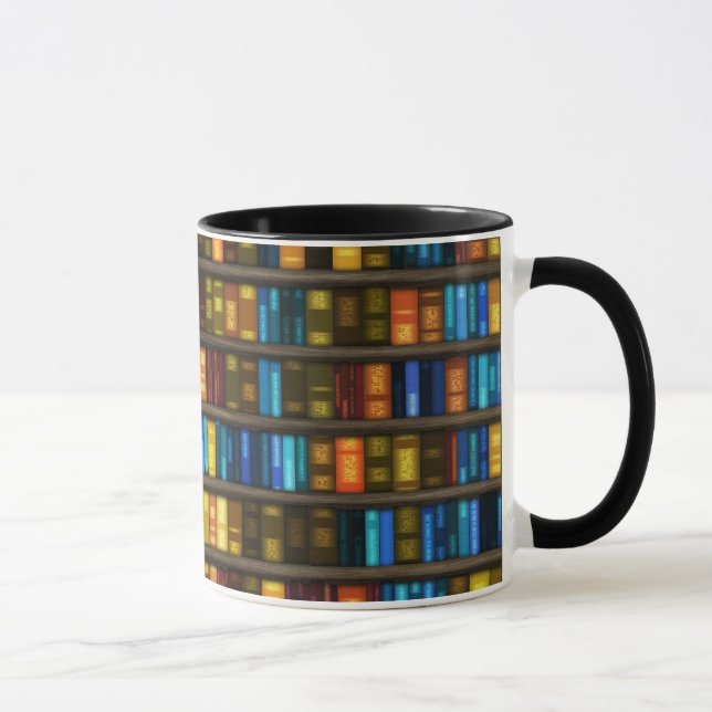Book Lovers & Librarians Colourful Books on Shelf Mug (Right)
