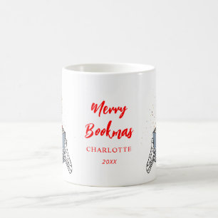 Book Lover's Merry Bookmas Festive Skeleton Custom Coffee Mug