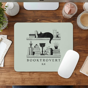 Book Lover's Monogram Initials Booktrovert Mouse Pad