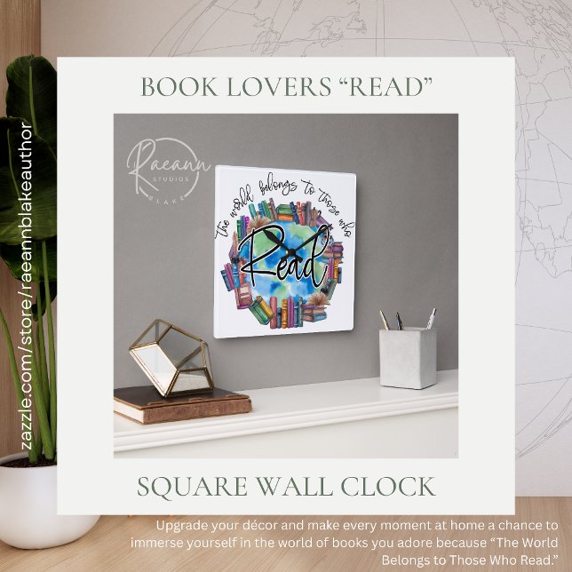 Book Lovers "Read" Square Acrylic Wall Clock (Creator Uploaded)
