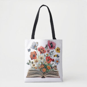 Book Lovers Readers Bibliophiles Flowers  Tote Bag