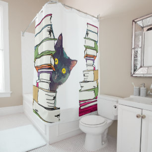 Book Lover's Shower Curtain & Don't Forget the Cat