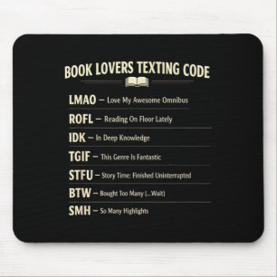 Book lovers texting code reading mouse pad