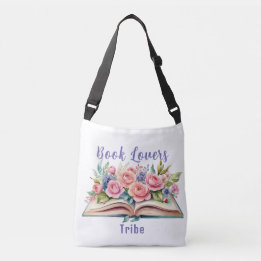 Book Lovers Tribe Pink Roses Crossbody Tote