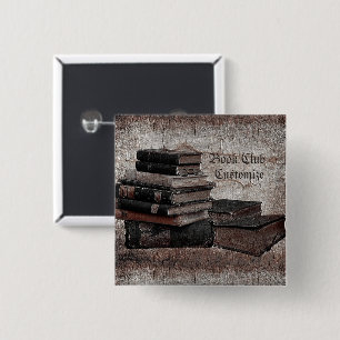 Book Lovers Vintage Book Club 2 Inch Square Button